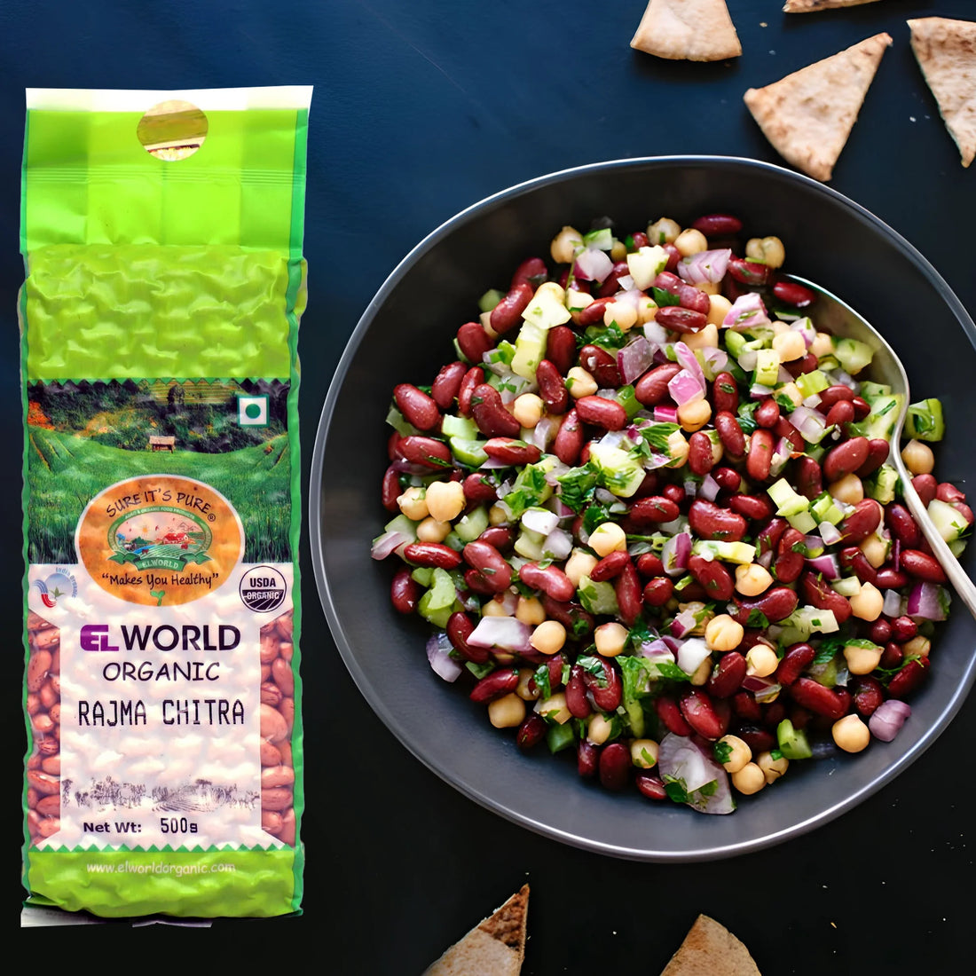 Rajma Chitra – USDA Organic - Elworld Organic – 500gm