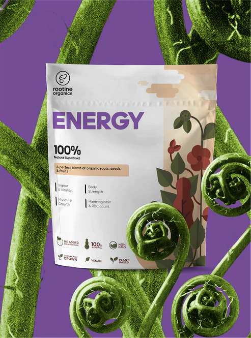 Energy | Natural Superfood (A Perfect Blend Of Organic Roots, Seeds Fruits) - Vigour &amp;amp; Vitality - Body Strength - Muscular Growth - Hemoglobin &amp;amp; Rbc Count - Natural - Vegan, Gluten Free, Non Gmo, No Added Preservatives - Rootine Organics - 50gm
