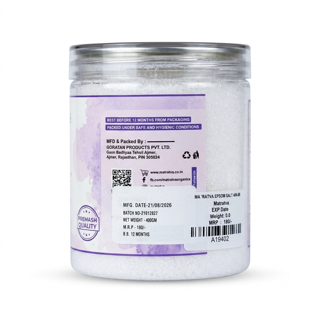 Epsom Salt (For Bath &amp; Wellness) - 100% Pure- Natural Wellness-Relax &amp; Revive – Matratva – 400gm