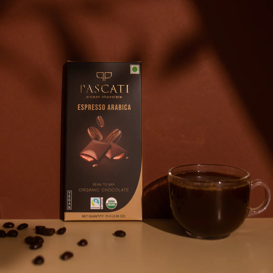 Dark Chocolate | Espresso Arabica Chocolate - USDA Organic - Vegan &amp; Gluten Free – Pascati – 75gm