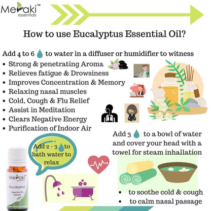 Eucalyptus Natural Essential Oil (Eucalyptus Globulus) - Natural - Indian - Meraki Essentials – 10ml