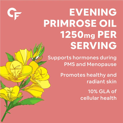 Evening Primrose Oil | Primrova - Supports Heart, Skin &amp; Immunity - Cold Pressed - Gluten Free, Hexane Free, Paraben Free &amp;amp; No Added Preservatives - Carbamide Forte - (1250mg) - 60 Capsules