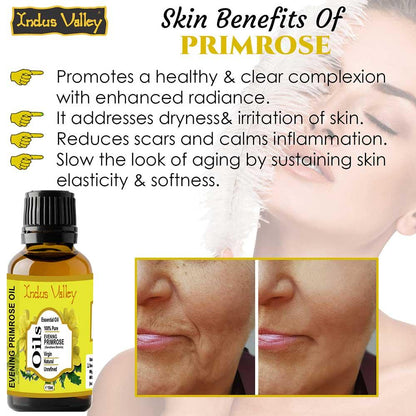 Essential Oil | Evening Primrose Essential Oil - Unrefined - 100% Pure &amp; Organic - No added chemicals &amp; No Pesticide - Indus Valley -