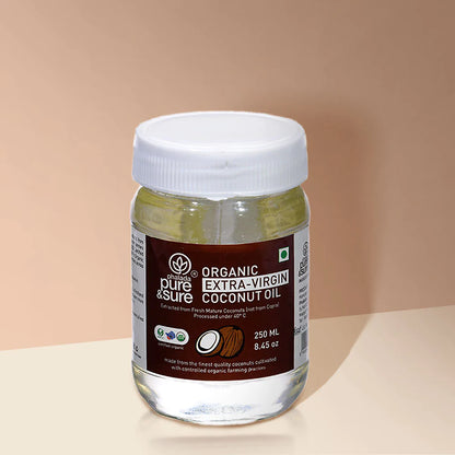 Coconut Oil | Extra Virgin - Extracted From Fresh Mature Coconuts (Not From Copra) – Organic - Pure and Sure – 250ml