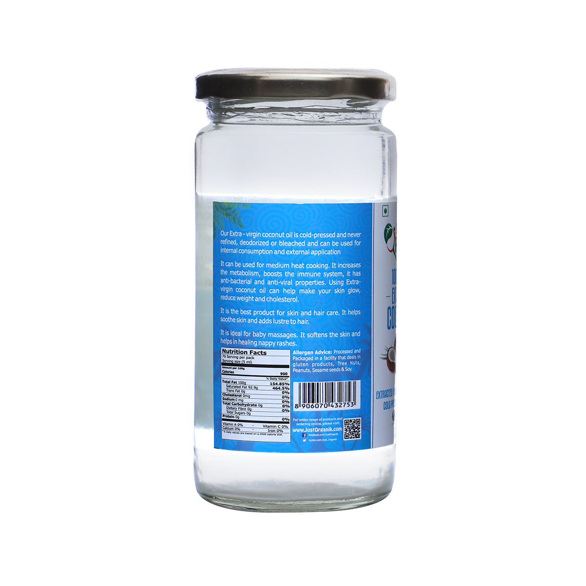 Coconut Oil | Extra Virgin Oil - USDA Organic - Cold Pressed –  Just Organik – 350ml