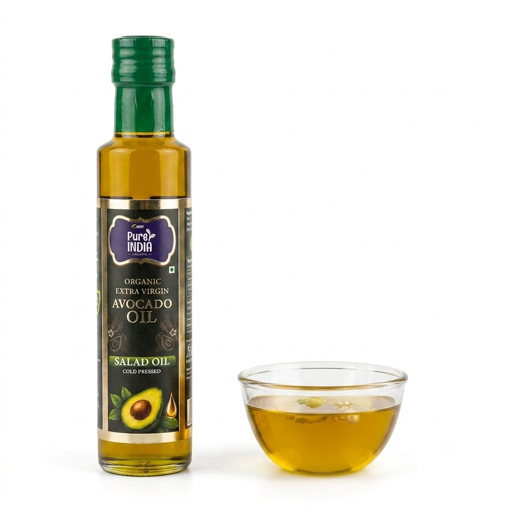 Avocado Oil | Extra Virgin Avocado Cooking Oil (Salad Oil)-USDA Organic, Gluten Free, Vegan - Cold Pressed-No Preservatives, Non Gmo -MRT Organics- 250ml
