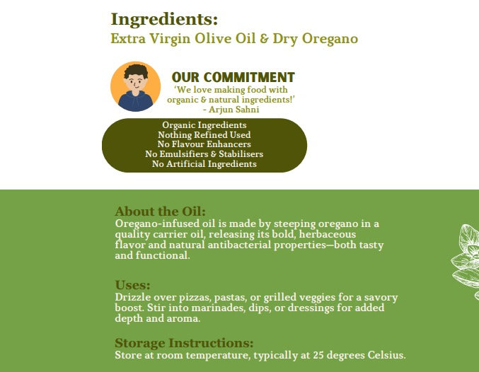Infused Oil | Extra Virgin Olive Oil with Oregano - Cold Pressed - Nature&