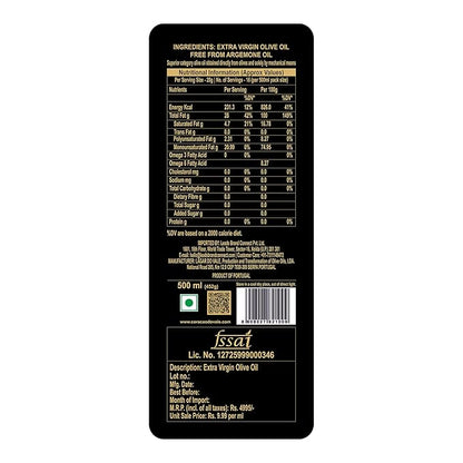 Olive Oil | Early Harvest Extra Virgin Olive Oil-Cold Pressed-Rich in Antioxidants &amp; Vitamin E- Free From Argemone Oil - Coracao Do Vale 500ml