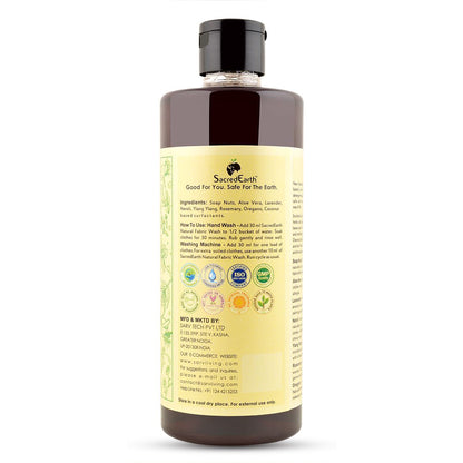 Fabric Wash | (Made From Soapnuts, Rosemary, Lavender, ylang ylang &amp; Neroli) - Natural - Environment Friendly, No Artificial Additive, Fragrances, Enzymes &amp; Bleaches - Sacred Earth – 500ml