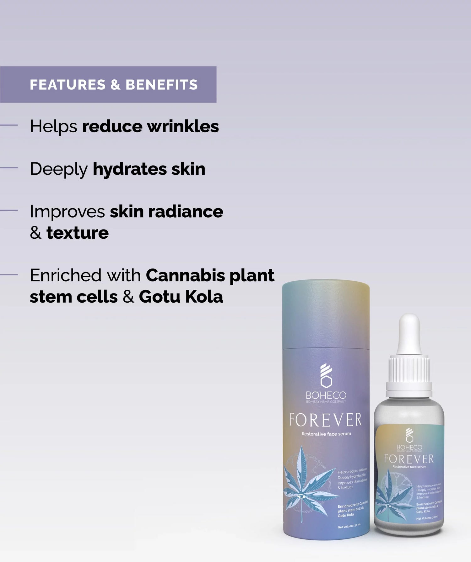 Face Serum | Forever (Restorative) - Improves Skin Radiance And Texture, Helps Reduce Wrinkles &amp;amp; Deeply Hydrates Skin - Vegan, Non Gmo, Non Toxic &amp;amp; Rooted In Ayurveda - Boheco Life - 30ml