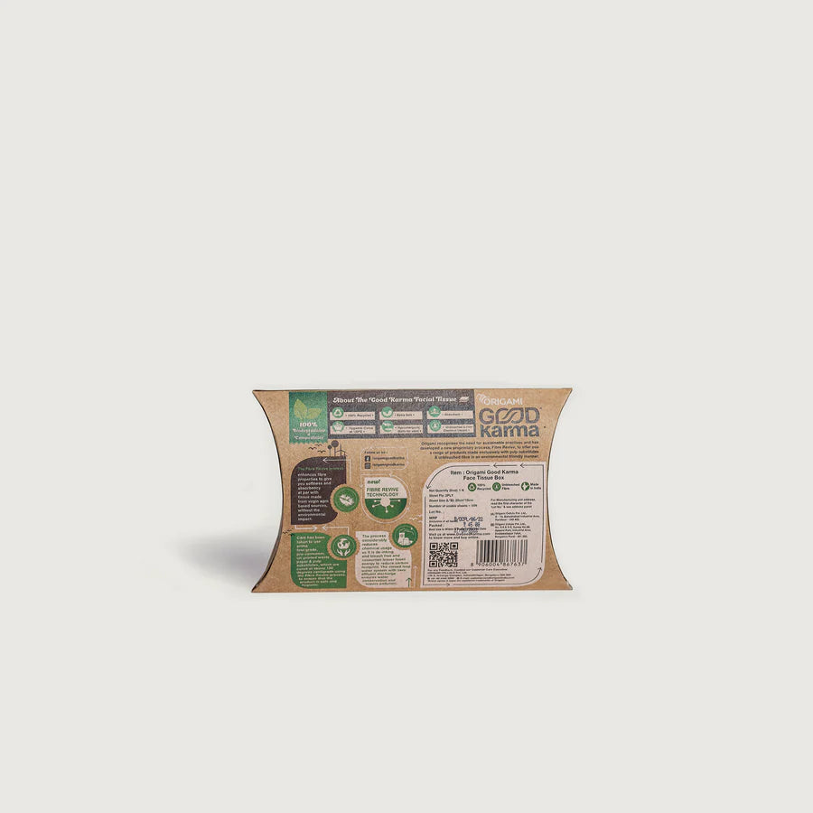 Facial Tissue | Hygienic, Soft &amp; Absorbent – Extra Soft – Unbleached Fibre – 100% Recycled – Good Karma – 2Ply – 50pulls