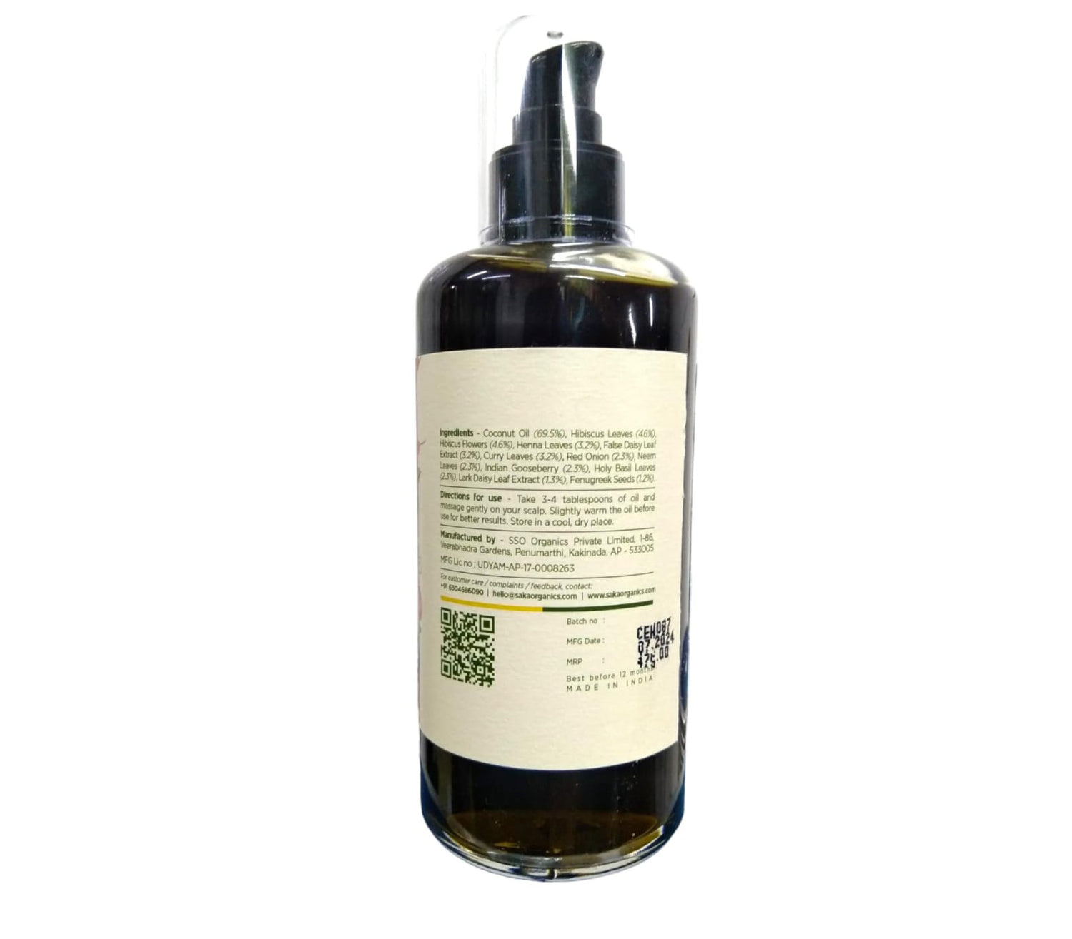 Hair Oil | Fall Arrest - Anti Hair Fall Oil - Handcrafted - Saka Organics - 100gm