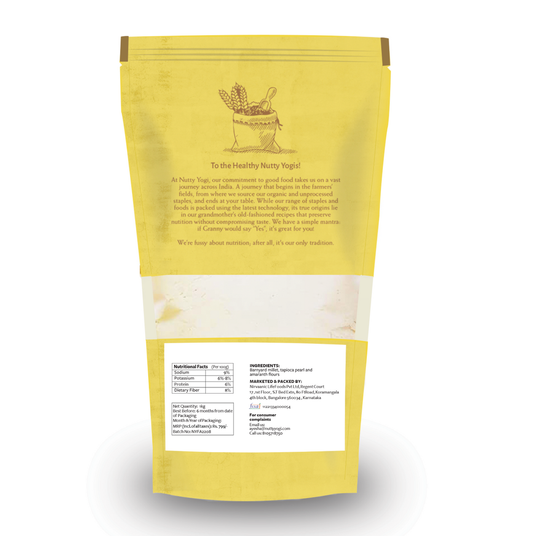 Flour | Farali Atta (Vrat Ka Atta) - Gluten Free &amp;amp; High In Nutrients - Nutty Yogi - 800gm