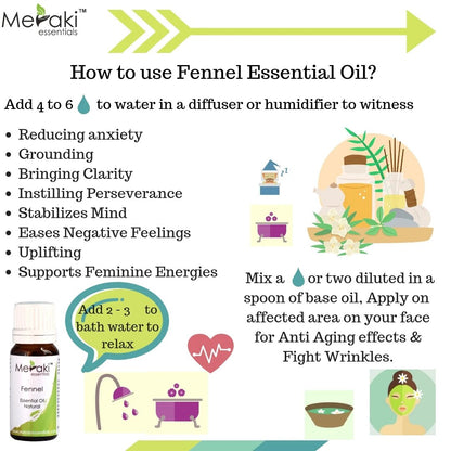 Fennel Essential Oil (Foeniculum Vulgare) - Natural - Indian - Meraki Essentials – 10ml