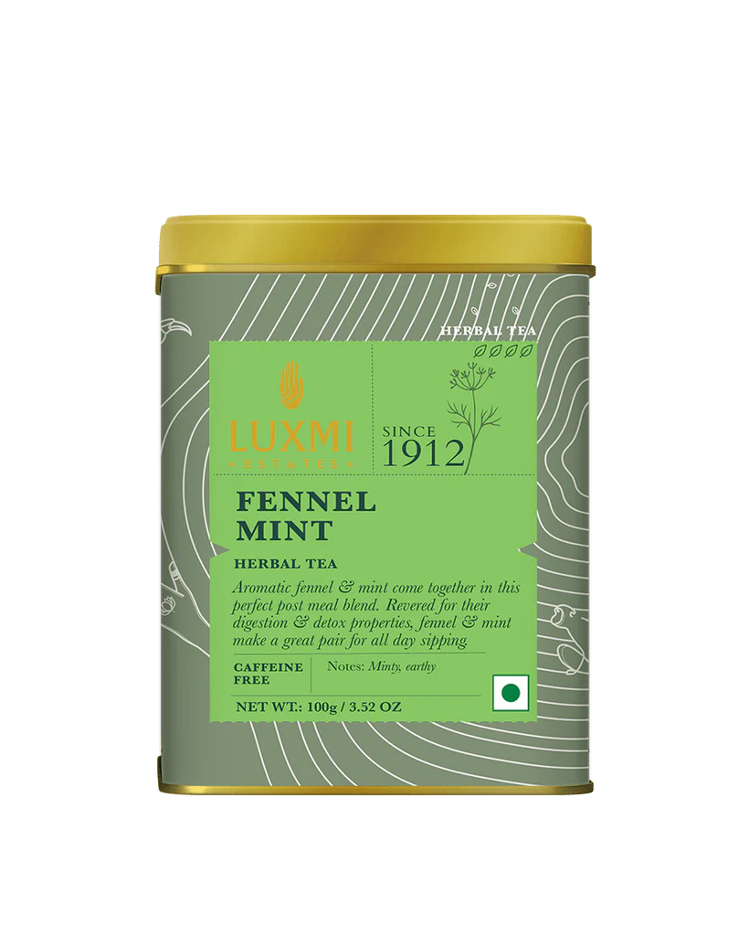 Tea | Herbal Tea (Fennel Mint) – Minty, Earthy Notes – Caffeine Free – Luxmi Estates – 100gm