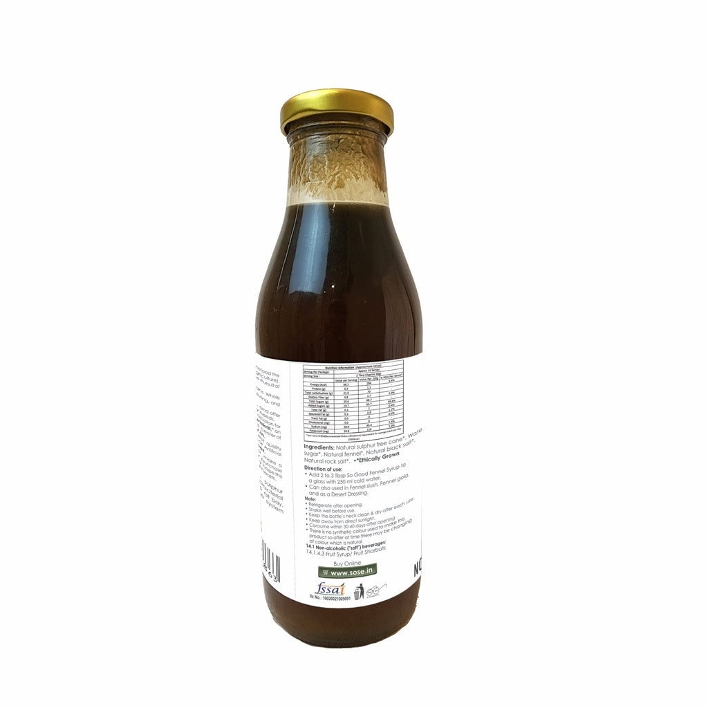 Syrup | Fennel Syrup (Made With Natural And Ethical Ingredients) - Natural - Sulphur Free, Cane Free, No Colors, No Preservatives &amp; No Artificial Flavour - So Good - 500ml