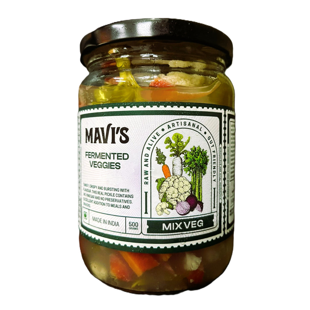 Fermented Veggies | Mix Veg - Tangy, Crispy And Bursting With Flavours - No Added Vingear, Flavours & No Preservatives - MAVI’s - 500gm