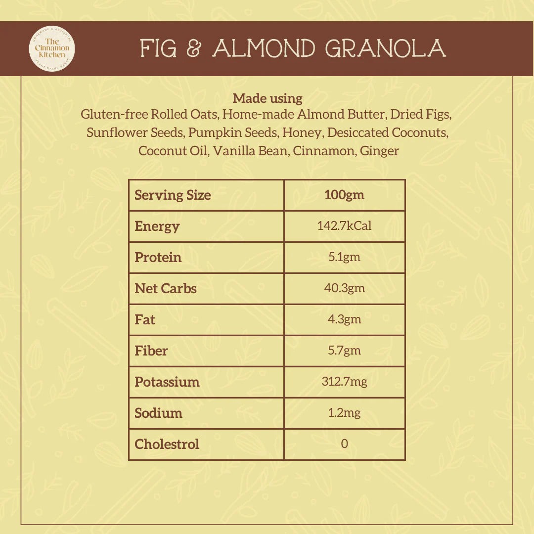 Fig &amp; Almond Granola - Gluten Free, Refined Sugar Free &amp;amp; Pcos Friendly – The Cinnamon Kitchen – 400gm