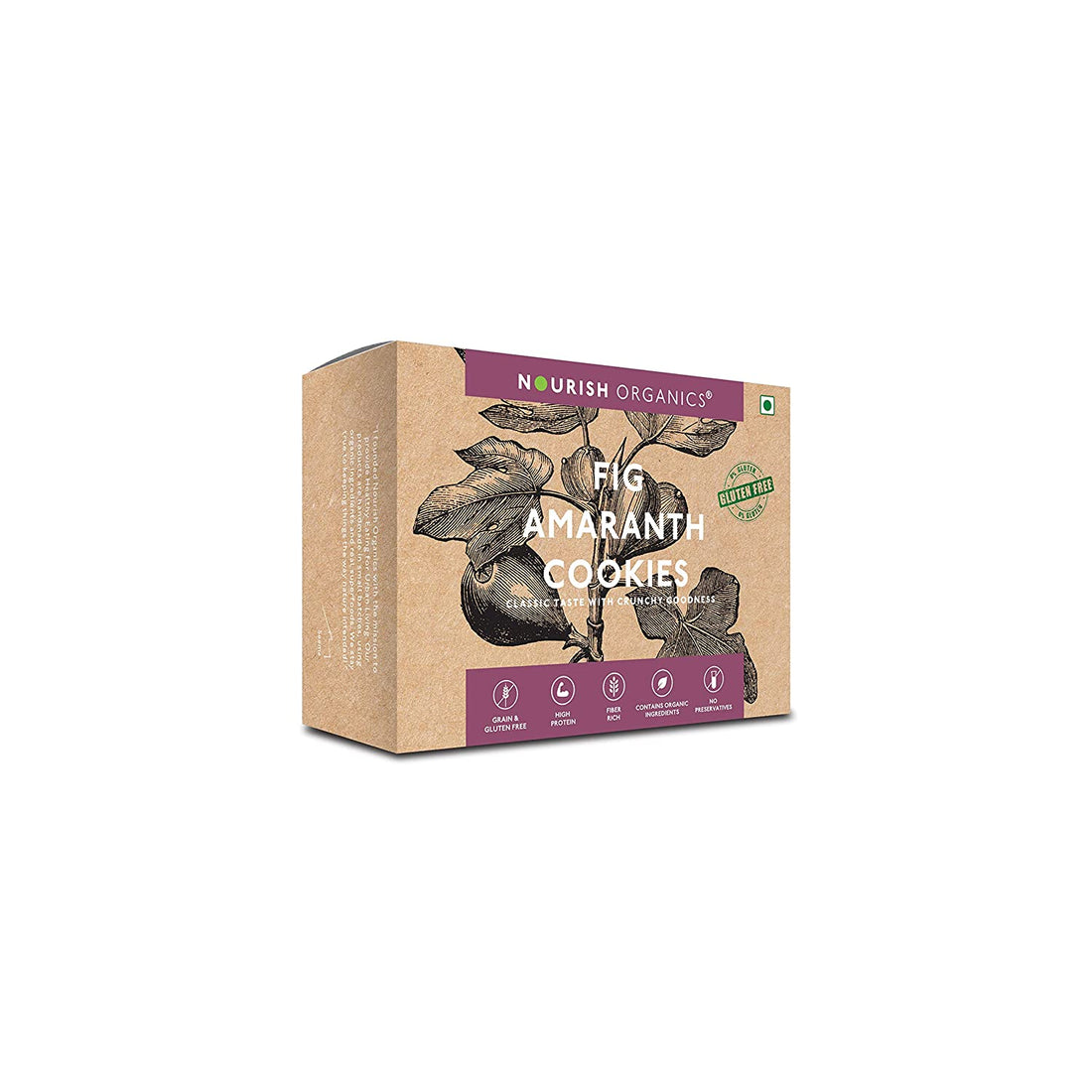 Cookies | Fig Amaranth – Vegan, Gluten Free, High Protein, High Fiber, Lactose Free, Low In Fat & Low Calorie - Nourish Organics – 150gm