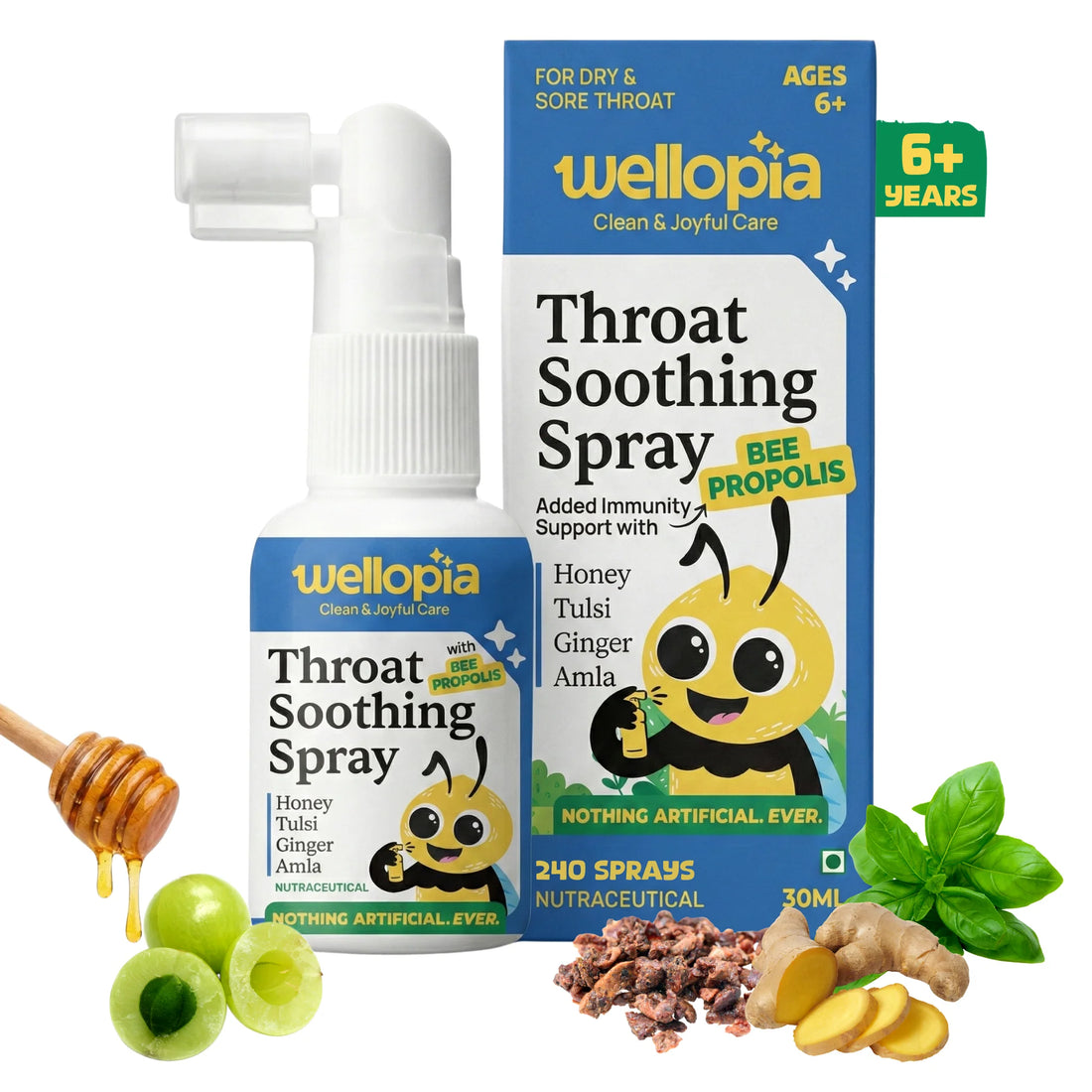 Propolis Throat Soothing Spray (Ages 6+) - Throat Spray - Bee Propolis- No Artificial Preservatives-No Refined Sugar - Natural Flavoured - Wellopia - 30ml