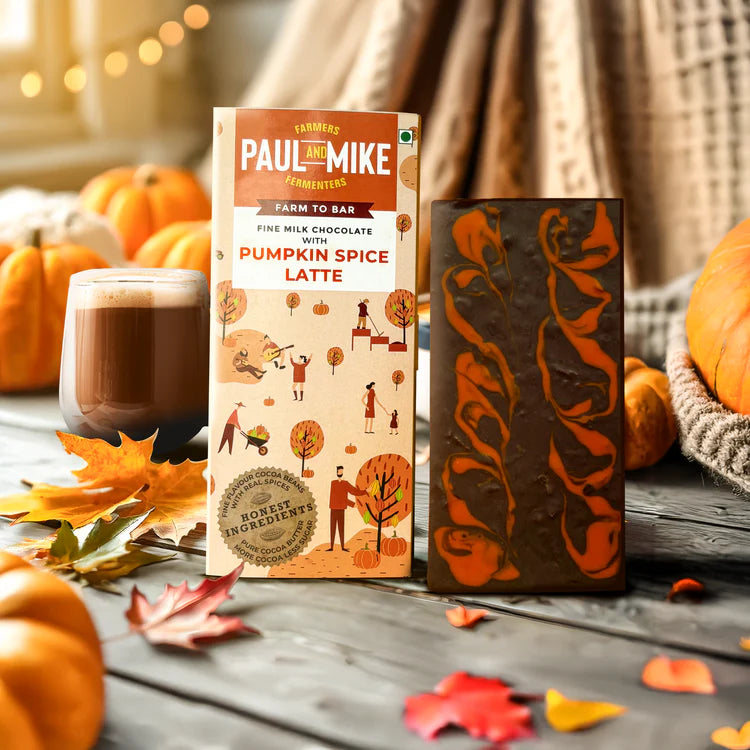 Milk Chocolate | Fine Milk Chocolate With Pumpkin Spice - No Added Chocolate Flavours &amp;amp; Non GMO Sunflower Lecithin - Paul And Mike – 68gm