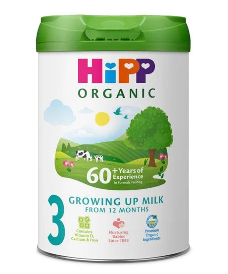 Growing Up Baby Milk Powder  Stage 3 (6month+)-Made in Germany- Nutritionally Tailored Formula with DHA &amp; Essential Vitamins– No Chemicals, Artificial &amp; Preservatives - Hipp Organic – 800gm