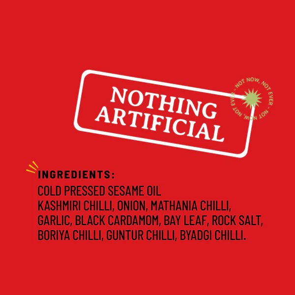 Five Chilli Oil (Spicy Smoky Savoury) - Topping - Tadka, Noodles, Pizza - Natural - Indian  - Gluten Free, No Refined Sugar &amp;amp; No Bad Oil - Boombay - 190gm