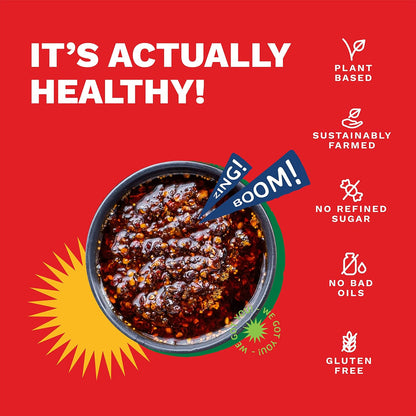 Five Chilli Oil (Spicy Smoky Savoury) - Topping - Tadka, Noodles, Pizza - Natural - Indian  - Gluten Free, No Refined Sugar &amp;amp; No Bad Oil - Boombay - 190gm