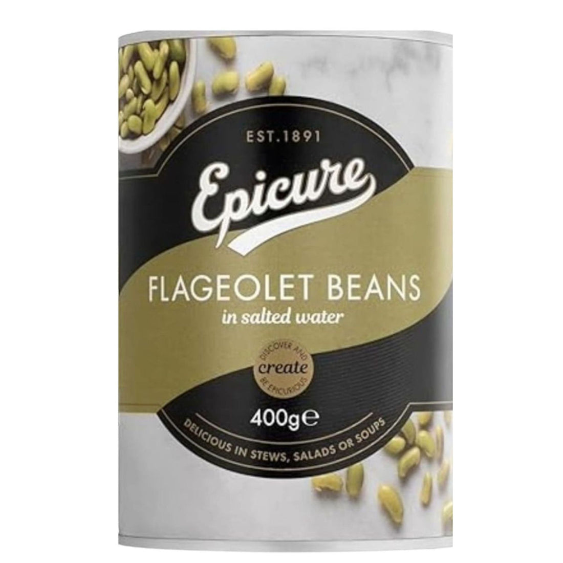 Flageolet Beans | In Water - No Added Salt - Delicious In Stews - Salads Or Soups - Epicure - 400gm