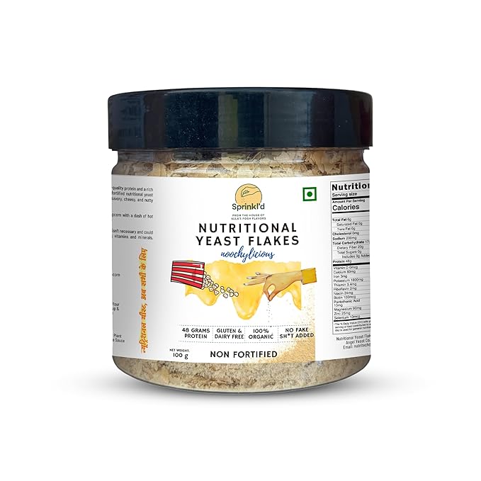 Nutritional Yeast Flakes - Natural - Indian - Vegan, Gluten Free,Cheesy & Savory Nooch, Rich in Protein, B Vitamins & Minerals, Plant-based Superfood -Sprinkl&