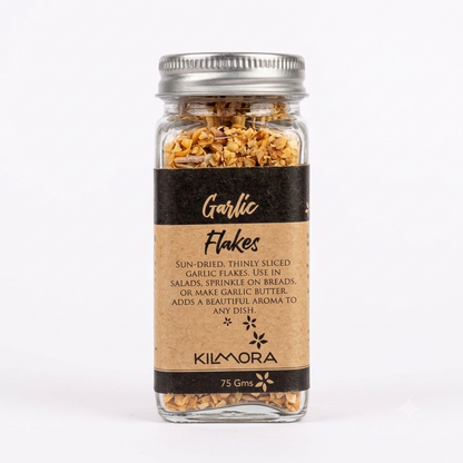 Seasoning | Garlic Flakes - No Additives, No Artificial Flavours &amp; Preservatives Free - Kilmora - 75gm