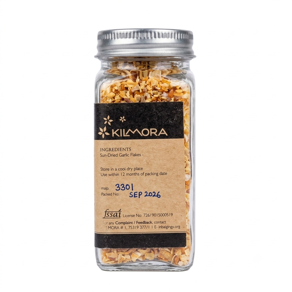 Seasoning | Garlic Flakes - No Additives, No Artificial Flavours &amp; Preservatives Free - Kilmora - 75gm