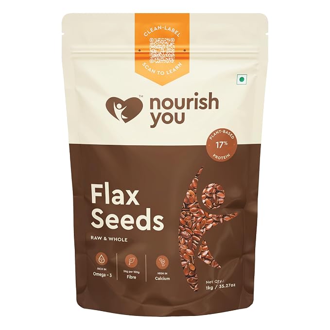 Seeds | Flax Seeds - Vegan, Gluten Free, Rich In Calcium, Magnesium, Phosphorus, Omega-3 Ala, Fatty Acid, &amp; Excellent Source Of Fibre - Nourish You - 1000gm