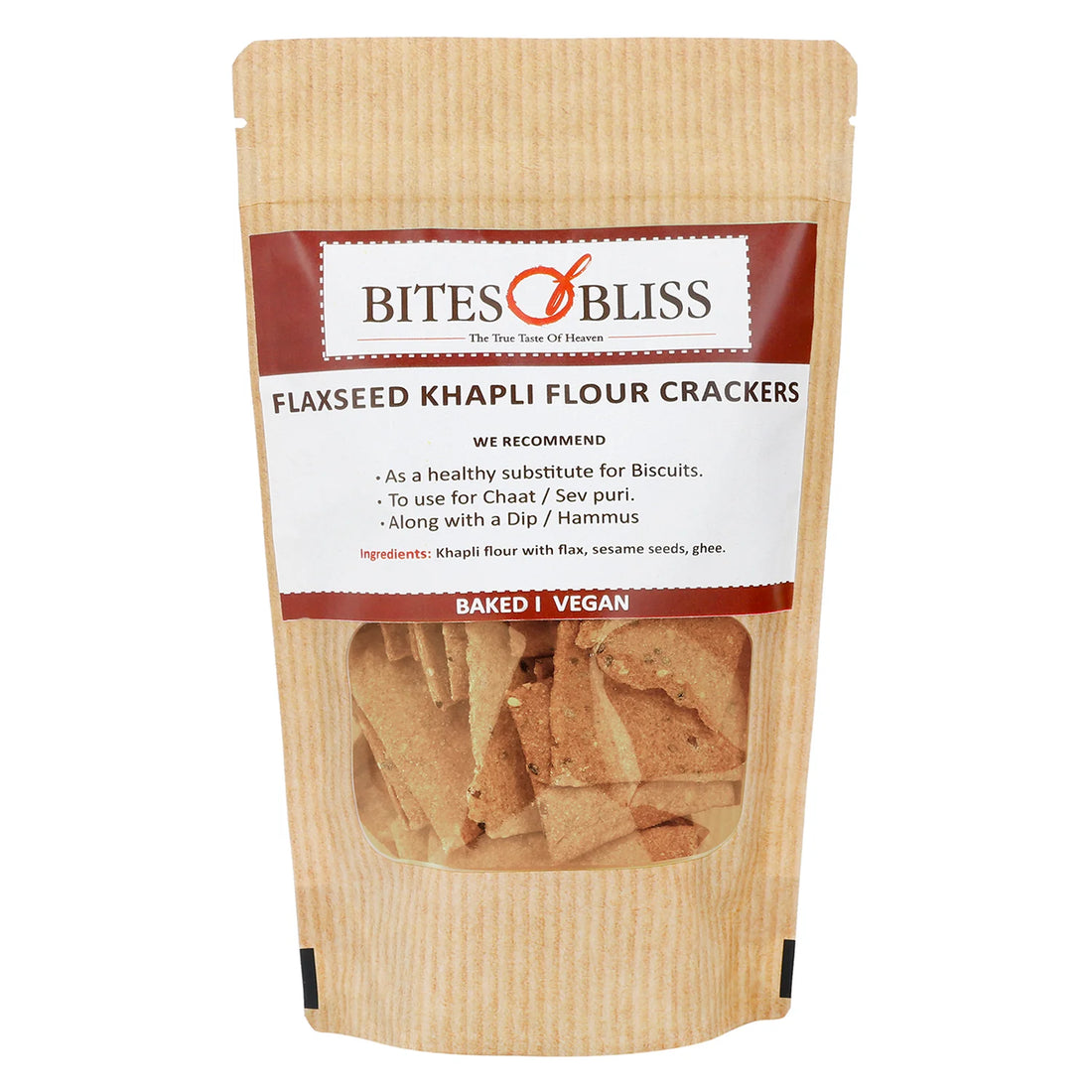 Crackers | Flaxseed Khapli Flour Crackers – Oven Baked –  Vegan & Diabetic Friendly - Bites Of Bliss – 125gm