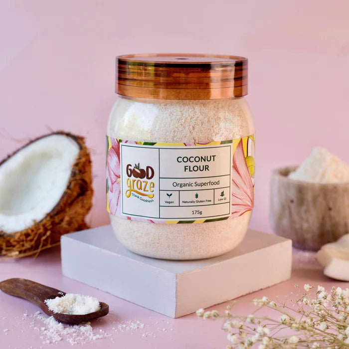 Coconut Flour |  Organic - Vegan, Gluten Free &amp;amp; No Added Preservatives &amp;amp; Low Gi - Good Graze - 175gm