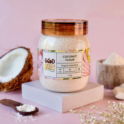 Coconut Flour |  Organic - Vegan, Gluten Free &amp;amp; No Added Preservatives &amp;amp; Low Gi - Good Graze - 175gm