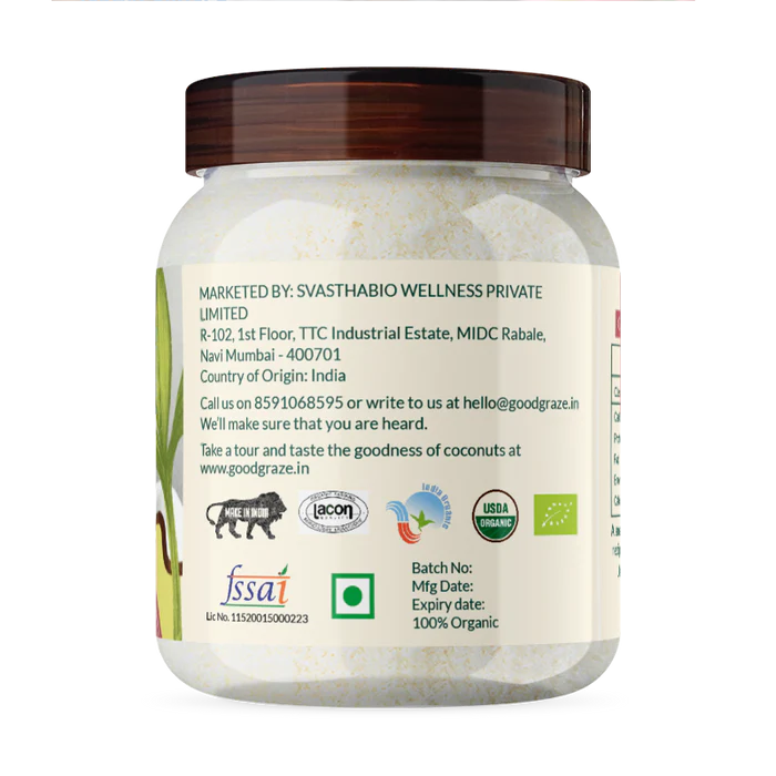Coconut Flour |  Organic - Vegan, Gluten Free &amp;amp; No Added Preservatives &amp;amp; Low Gi - Good Graze - 175gm