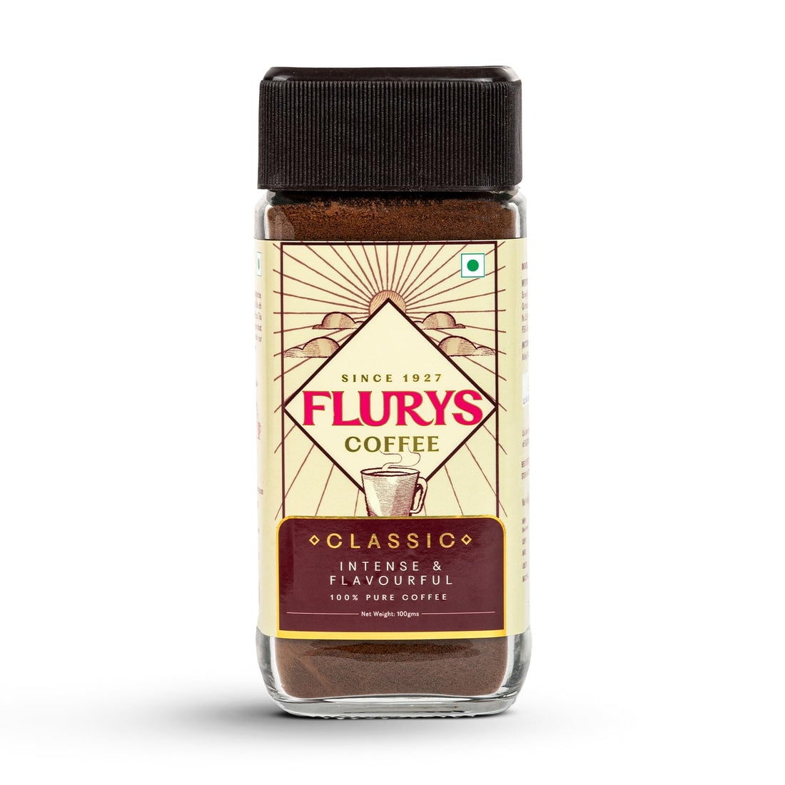 Coffee | Classic Coffee - Instant 100% - Pure - Intense And Flavourful - Flurys - 100gm