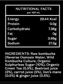 Focus Kombucha | (Beetroot, Carrot, Ginger &amp;amp; Lion&
