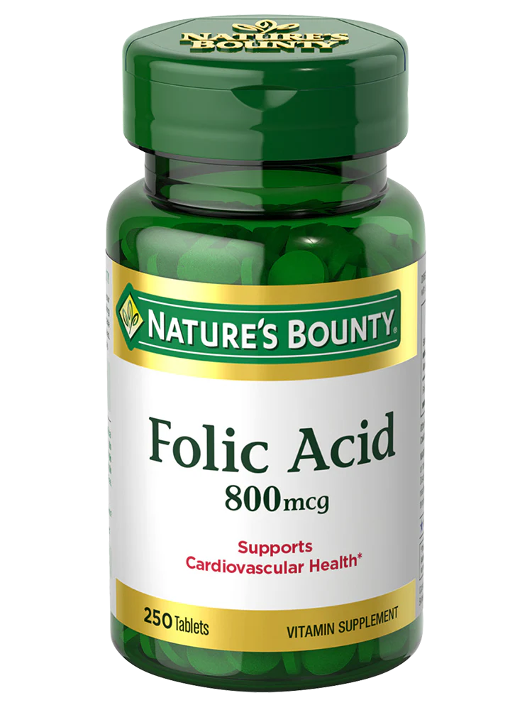 Folic Acid | Supports Cariovascular Health - Gluten Free, No Artificial Flavor, Sugar Free, Dairy Free, No Soy &amp; Sodium Free - Nature&