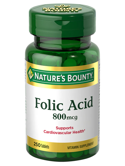 Folic Acid | Supports Cariovascular Health - Gluten Free, No Artificial Flavor, Sugar Free, Dairy Free, No Soy &amp; Sodium Free - Nature&