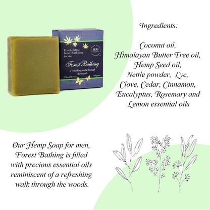 Hemp Soap for Men-Forest Bathing – Palm Oil Free - SOS Organics – 100gm