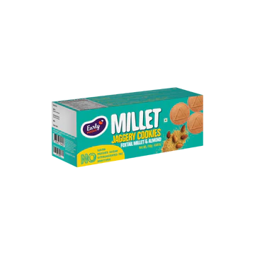 Foxtail Millet & Almond Jaggery Cookies - Gluten Free, No Added Refined Sugar, No Maida & No Soda - Early Foods - 130gm