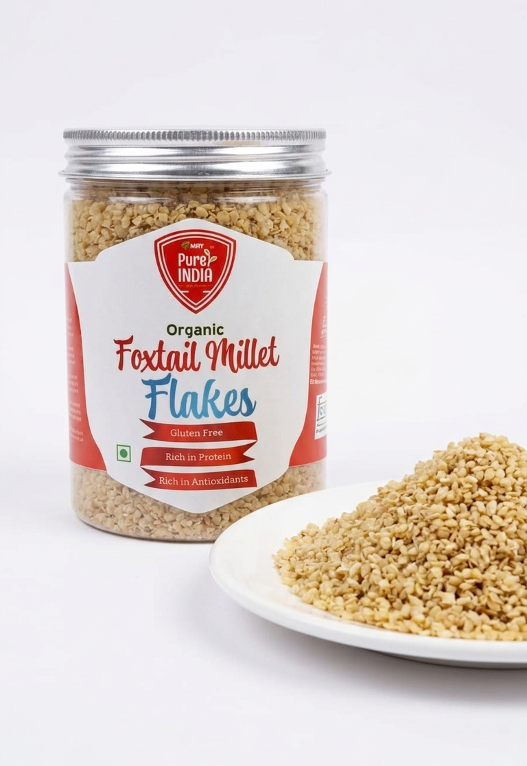 Flakes| Foxtail Millet Flakes -Gluten Free-Rich In Protein ,Antioxidants- No Preservatives, High In Dietery Fibre &amp;amp; Zero Cholesterol -MRT Organics - 250gm