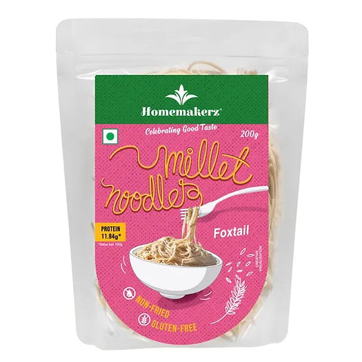 Noodles | Foxtail Millet Noodles – 11.94g Protein – Non Fried – Gluten Free, No Added Preservative, No Sugar &amp; No Added Colour &amp; MSG Free – Homemakerz – 200gm