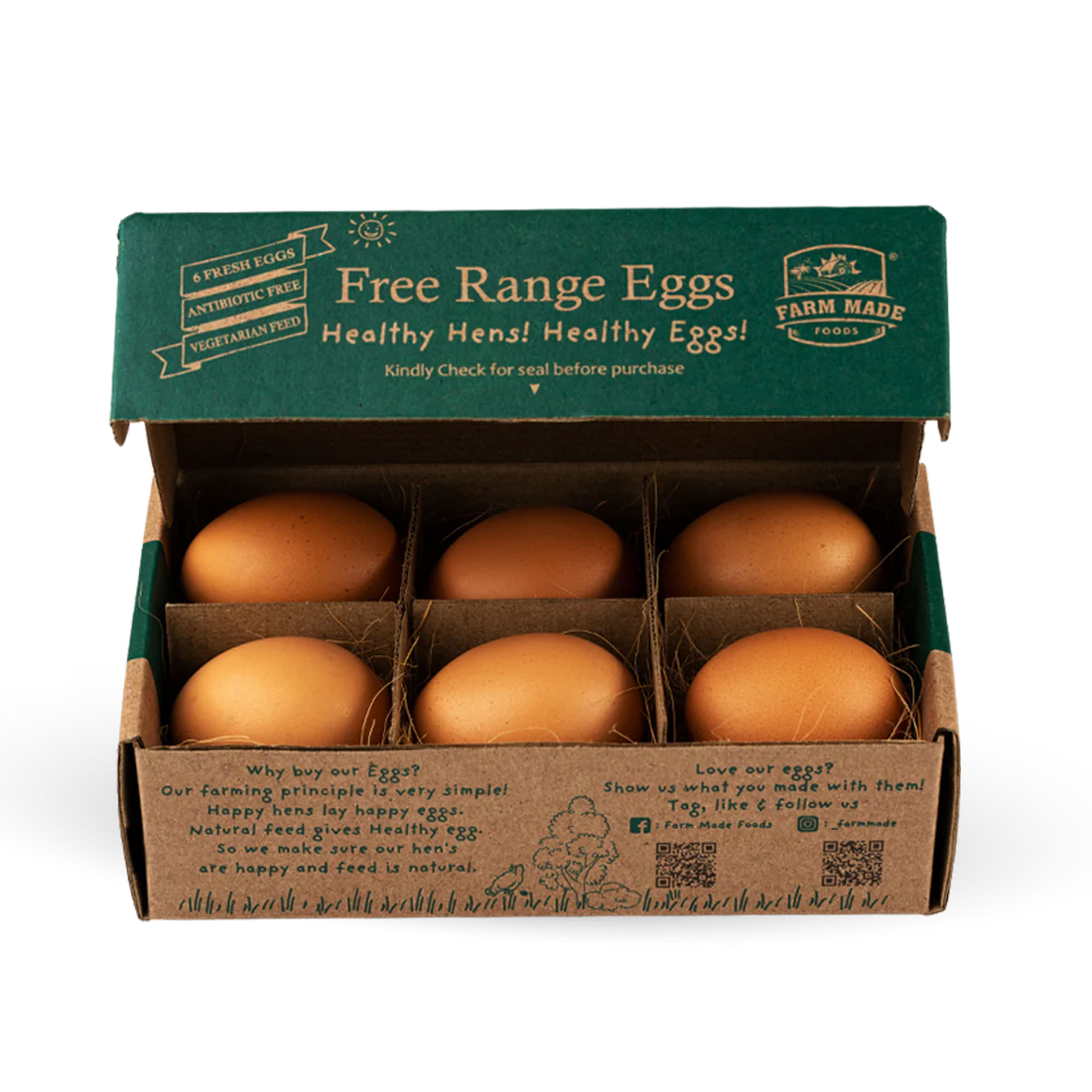 Eggs | Free Range Eggs - Farm Made - 6Pieces