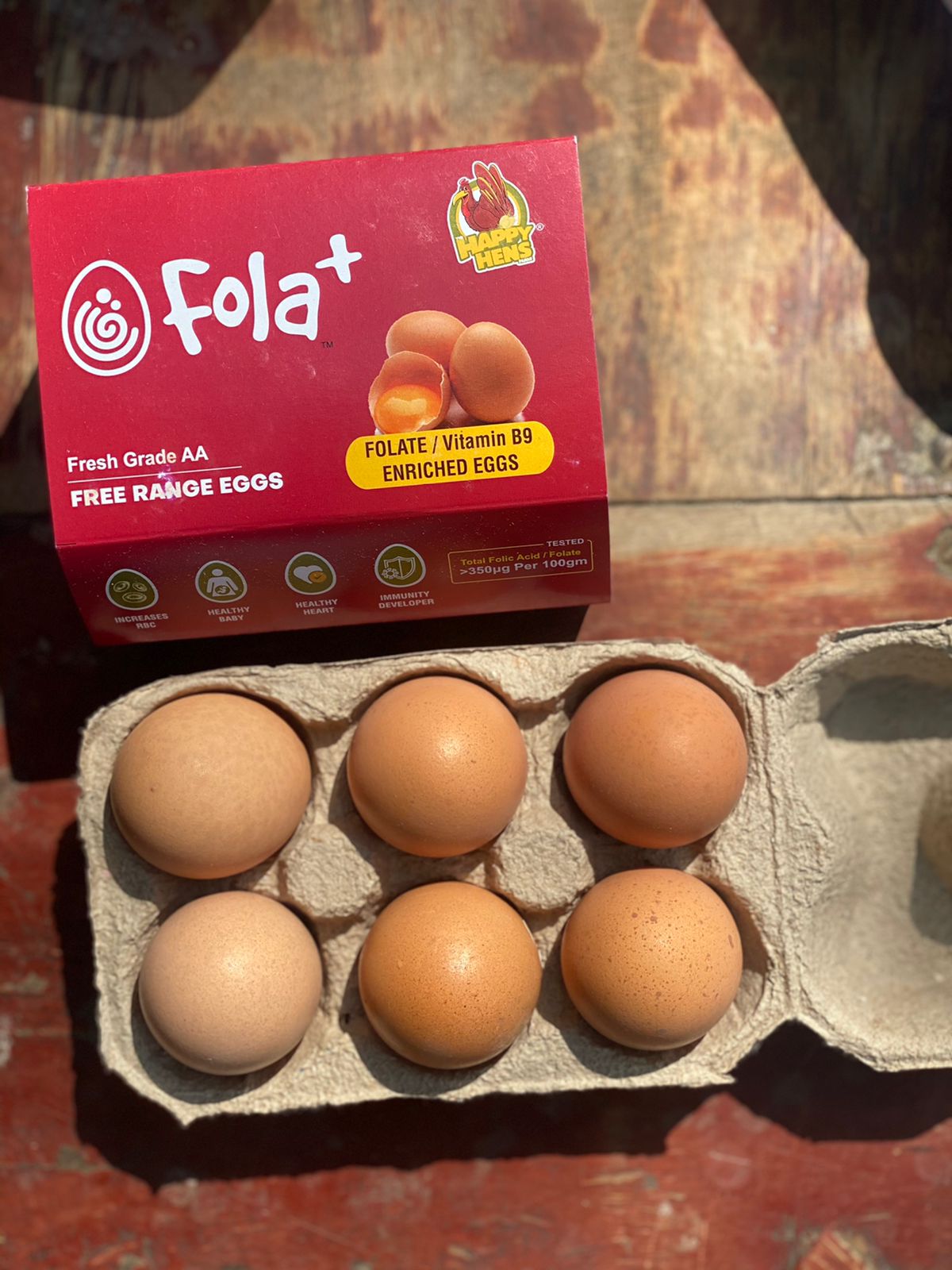 Eggs | (Fola+) – Free Range Egg – No Antibiotic &amp; Hormone Free – Folate, Vitamin B9 Enriched Eggs, Increase Rbc, Healthy Heart &amp; Immunity Booster – Happy Hens – 6pcs