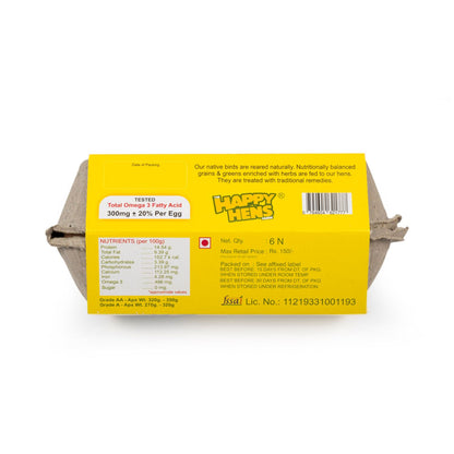 Eggs | Free Range Eggs (Omega 3) – Supplemented With Herbs – Antibiotic &amp; Hormones Free Diet – No Fertile, Rich In Carotenoid &amp; Protein – Happy Hens – 6Pieces