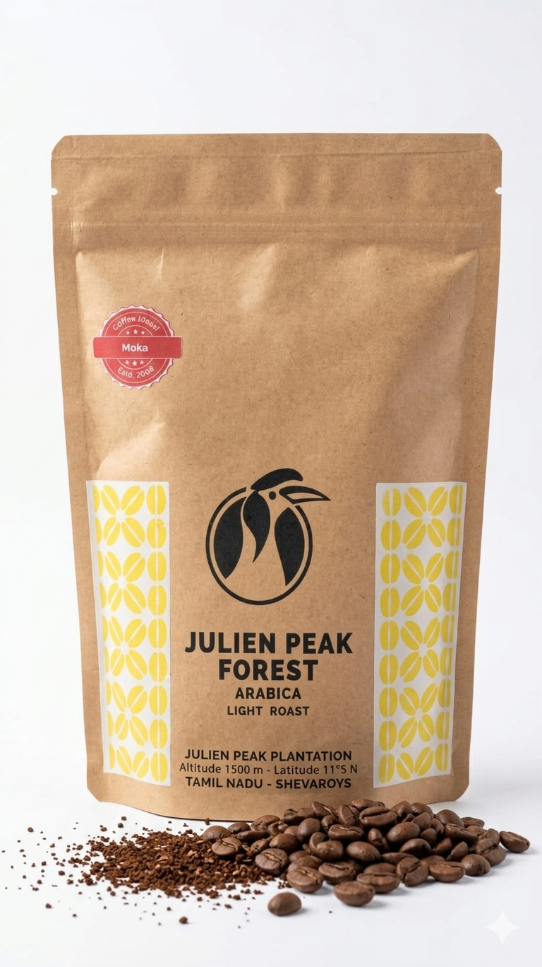 Coffee | Julien Peak Forest (Moka )- Arabica Light Roast - 100% Arabica - Coffee Ideas – 250gm