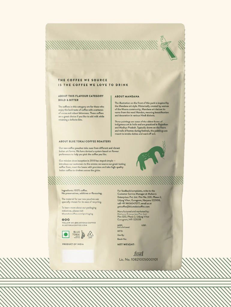 Coffee | French Roast – (Whole Beans) Strong – Cocoa – Bitter Sweet – No Added Preservatives, Additives &amp; No Added Flavouring – Blue Tokai – 250gm